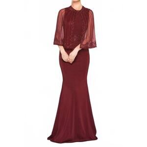 NEW COLORS DRESS marsoni cape gown in mink